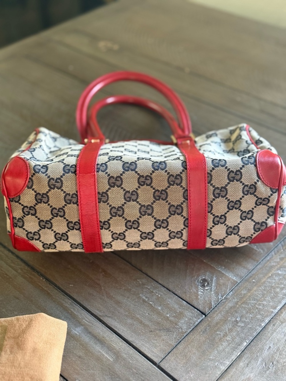 Authentic Gucci Boston Bag canvas & leather  EUC - Picture 5 of 13